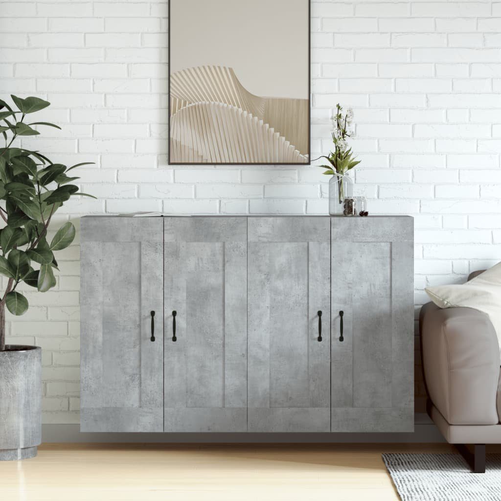 vidaXL Sideboard Wandschränke 2 Stk. Betongrau Holzwerkstoff (2 St)