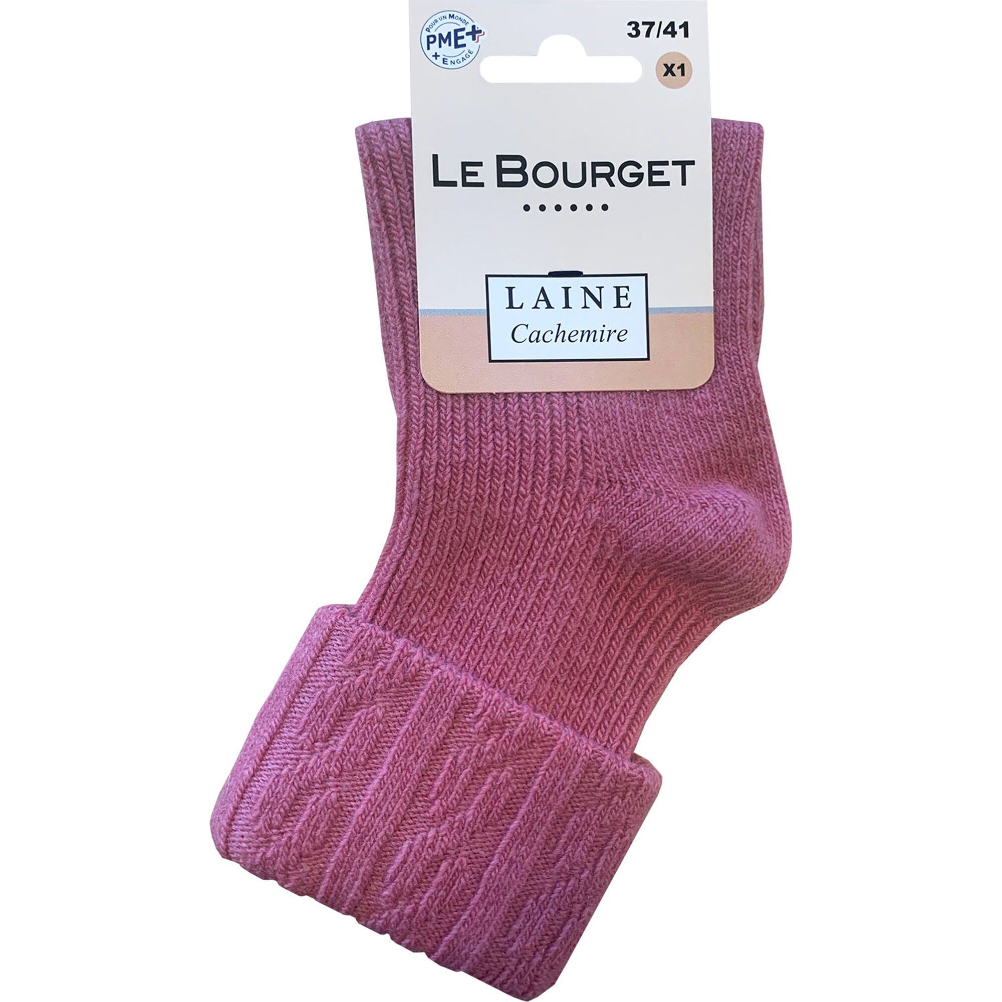 Chaussettes coton laine mélangés, revers torsadés