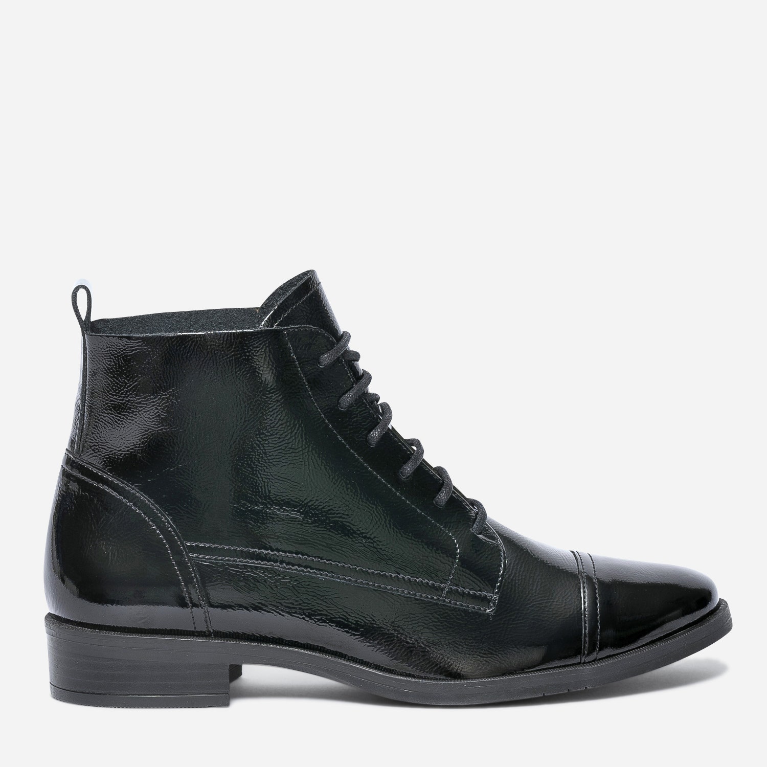 Bottine ERAM FLEX noire en cuir verni