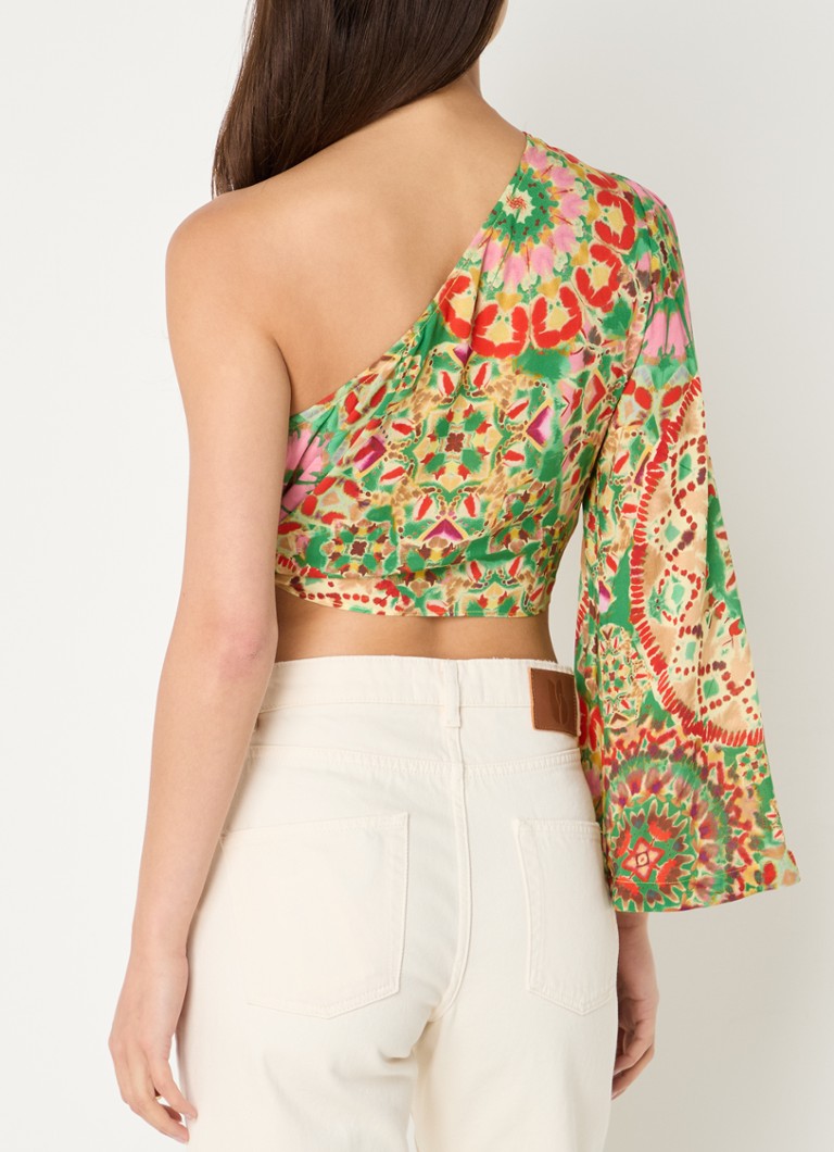ba&sh Lucia one-shoulder top with print and tie detail