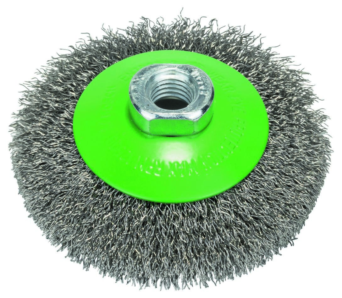 Perie conică Bosch Blue Accessories 2608622108, 100 mm, ondulată, oțel inoxidabil, M14