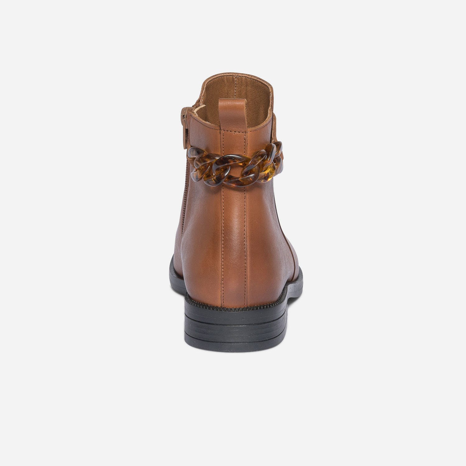 Boots camel éco-conçu en cuir avec maxi-chaîne