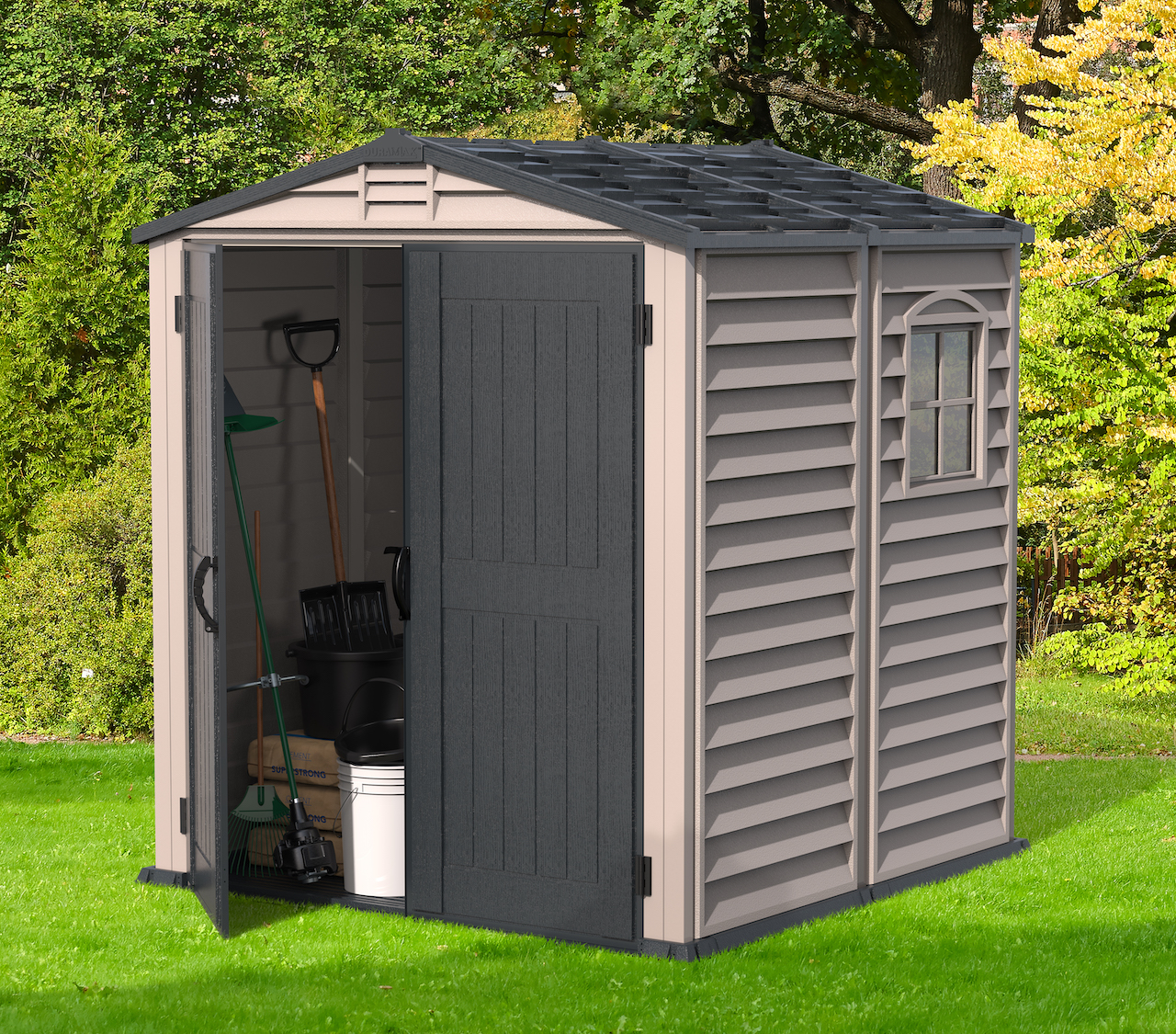 Duramax Kunststoffgerätehaus STOREMATE Plus 6x6´, 3,6 m² - Grau   Fußboden DURAMAX 30425