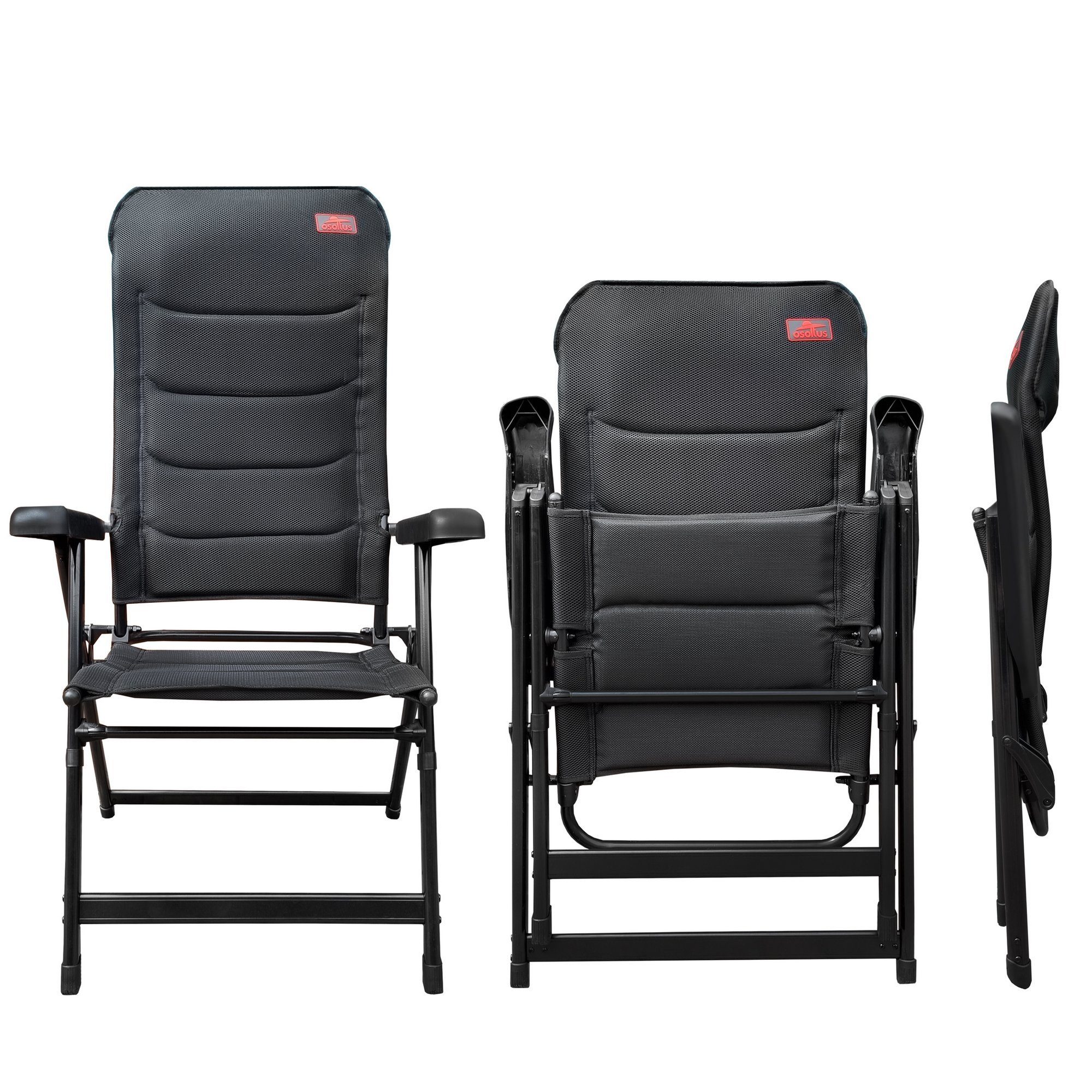 osoltus Campingstuhl osoltus Alu Camping Klappsessel Hochlehner 3D Soft Touch Black Magic