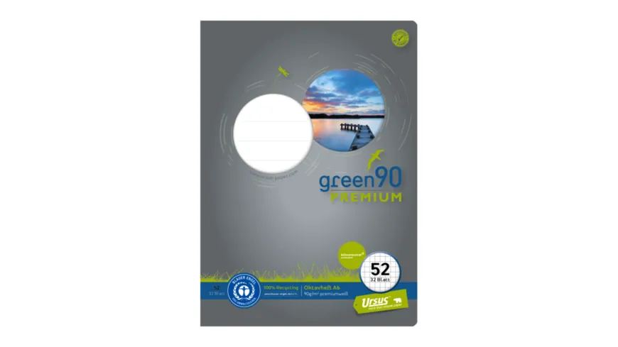 Ursus Green Oktavheft Lineatur 52 A6 32 Blatt 5mm kariert