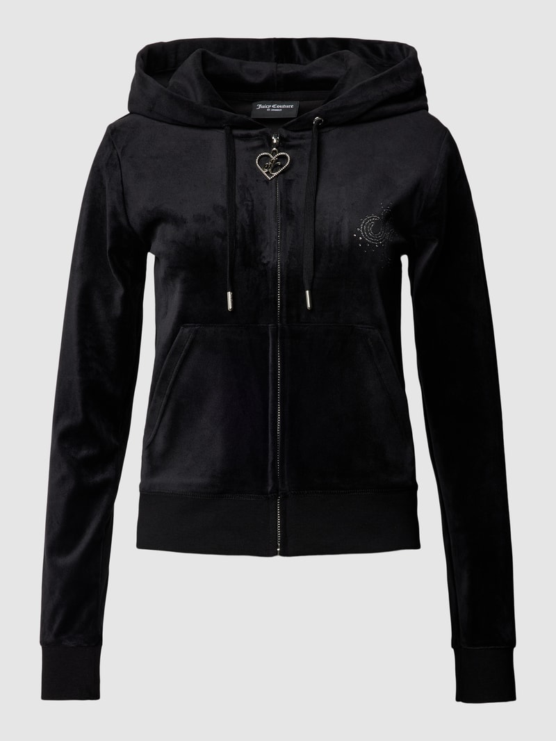 Sweatjacke mit Kapuze Modell 'AMIR SCATTER DIAMANTE' in black