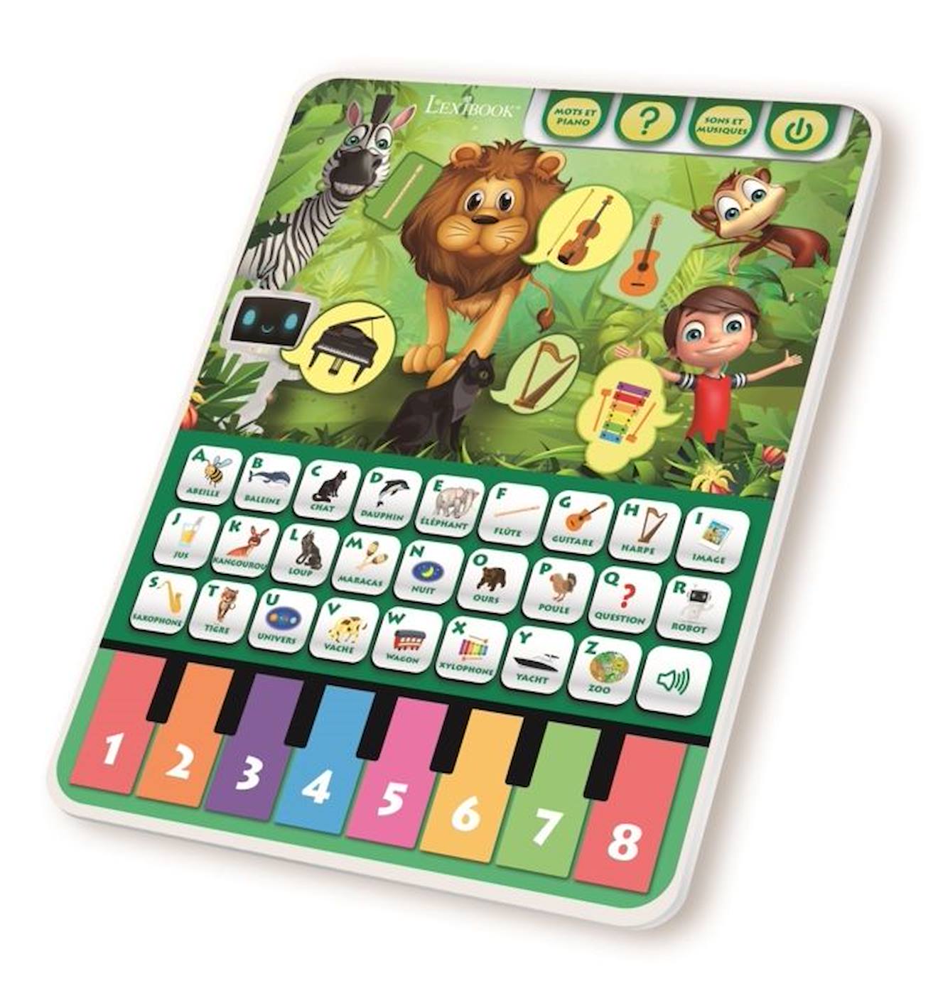 Tablette éducative abécédaire parlante avec piano pour découvrir les animaux et la musique (Français) vert