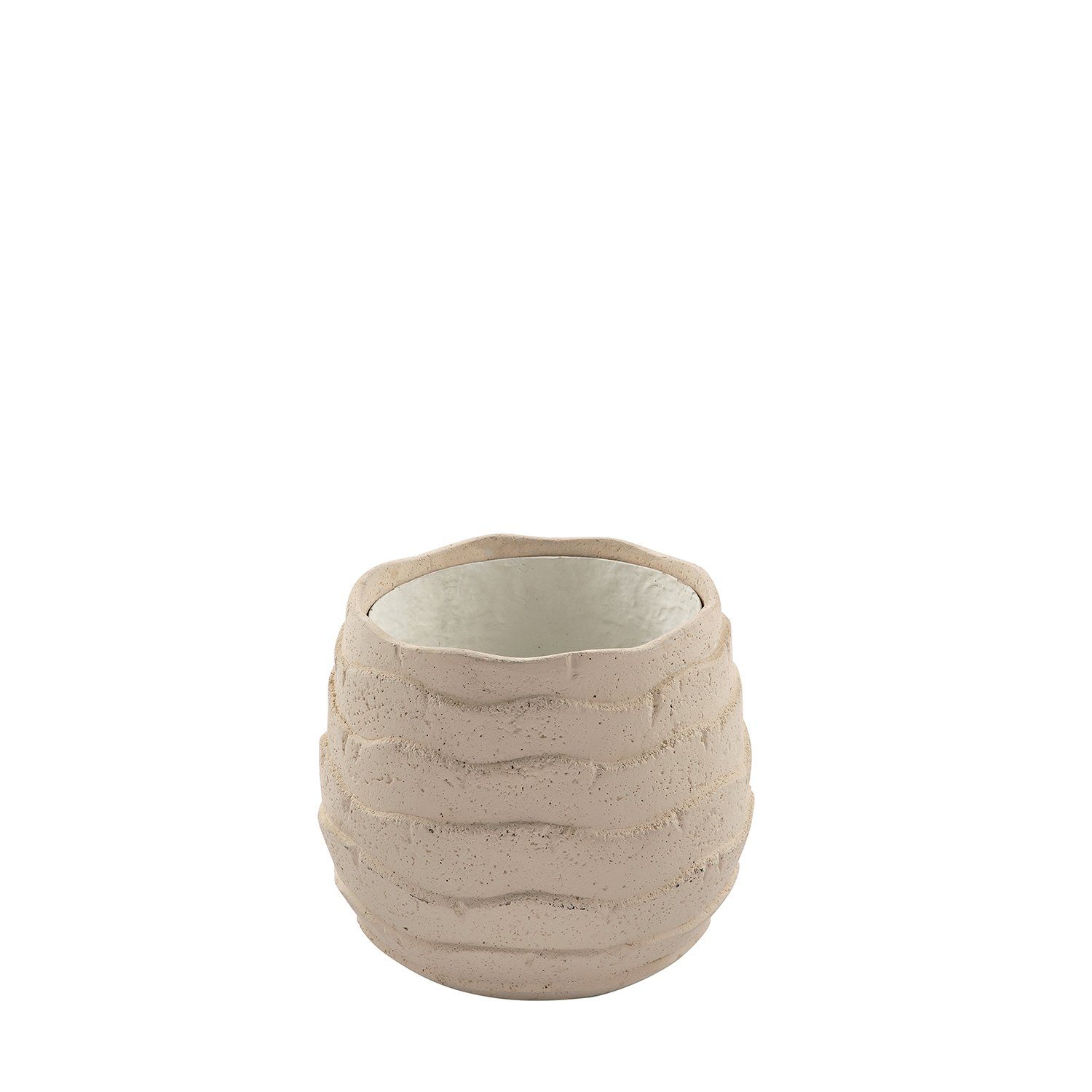 Fink Übertopf Übertopf COCON - creme - Kalksteingemisch - H.17,5cm x Ø 22cm, Boden mit Loch + Gummistopfen - outdoorgeeignet