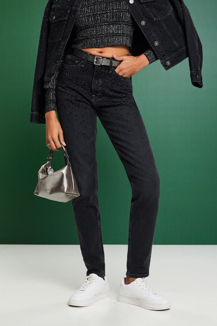 Jeans in klassischer Retro-Optik mit Ziersteinen