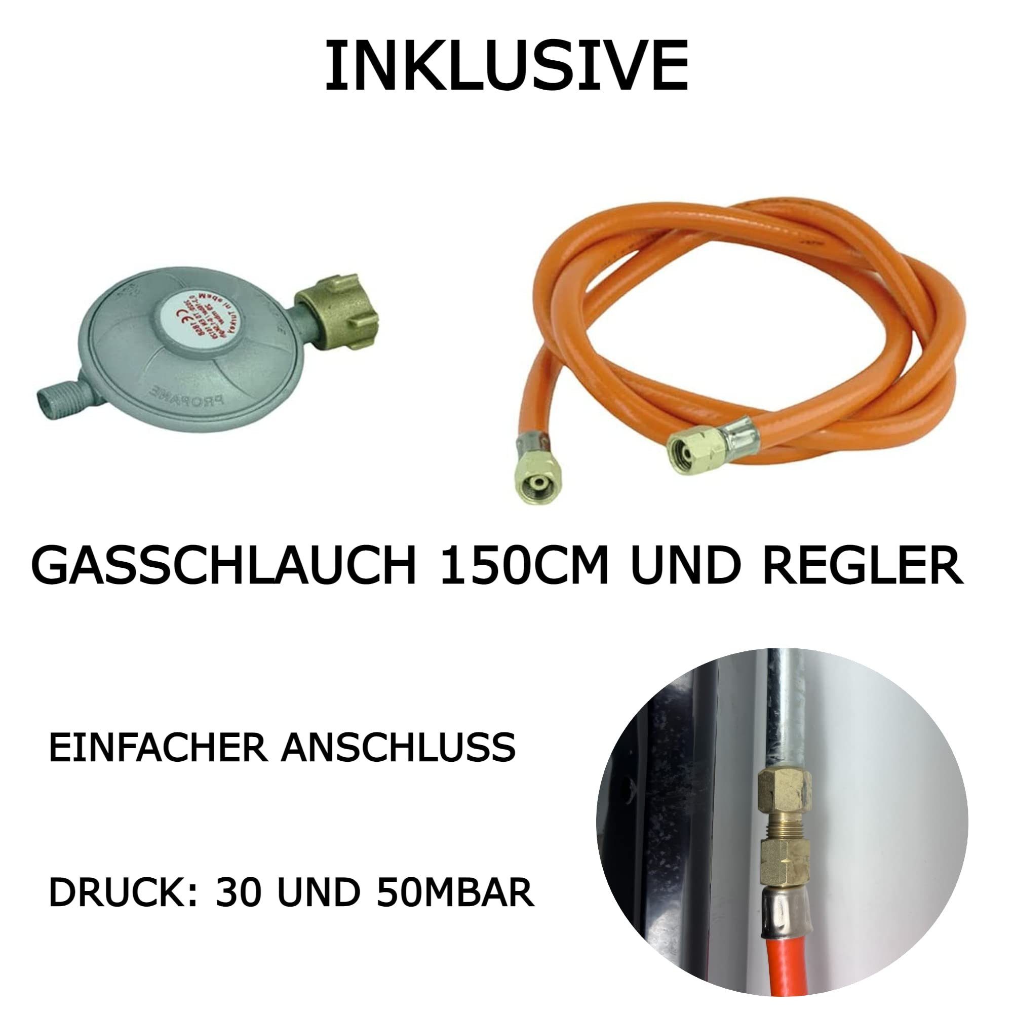 TronicXL Gaskocher Campingkocher 4-flammig schwarz Campingherd Gaskocher für Gasflasche