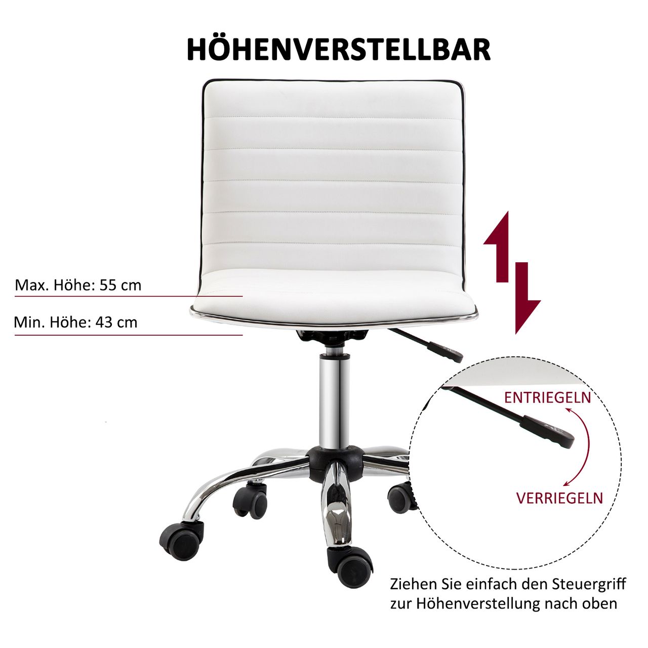 HOMCOM Friseurstuhl Salonstuhl Drehstuhl Rückenlehne Höhenverstellbar Stahl PU