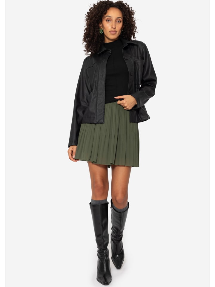 SASSYCLASSY Plissée-Rock aus Chiffon in Khaki günstig kaufen L