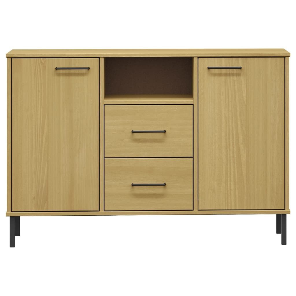 vidaXL Sideboard Sideboard OSLO mit Metallbeinen Braun 113x40x77 cm Massivholz (1 St)
