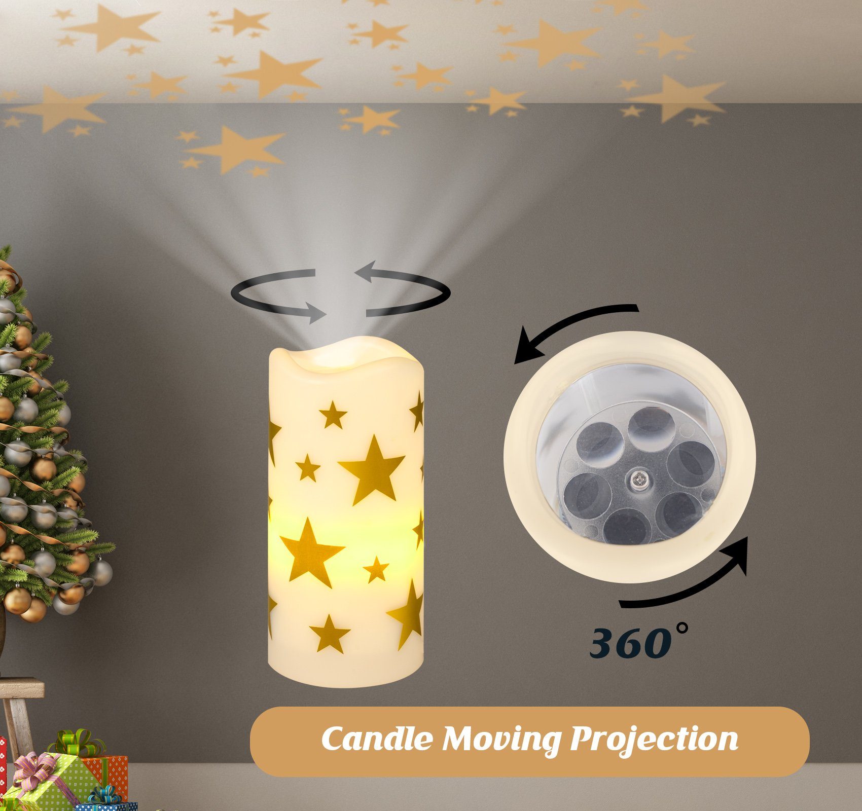 Homewit Weihnachtsbaum Topper beleuchtet, LED Baumspitze Projektor LED-Beamer