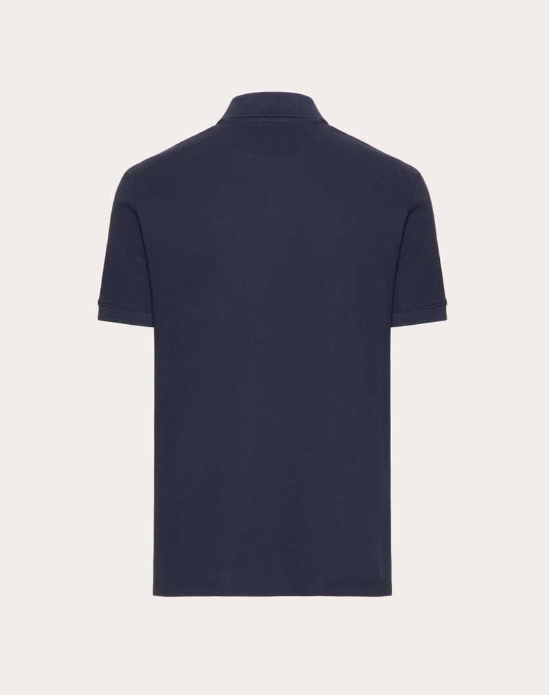 Camisa polo de algodão piqué com detalhe em V costurado