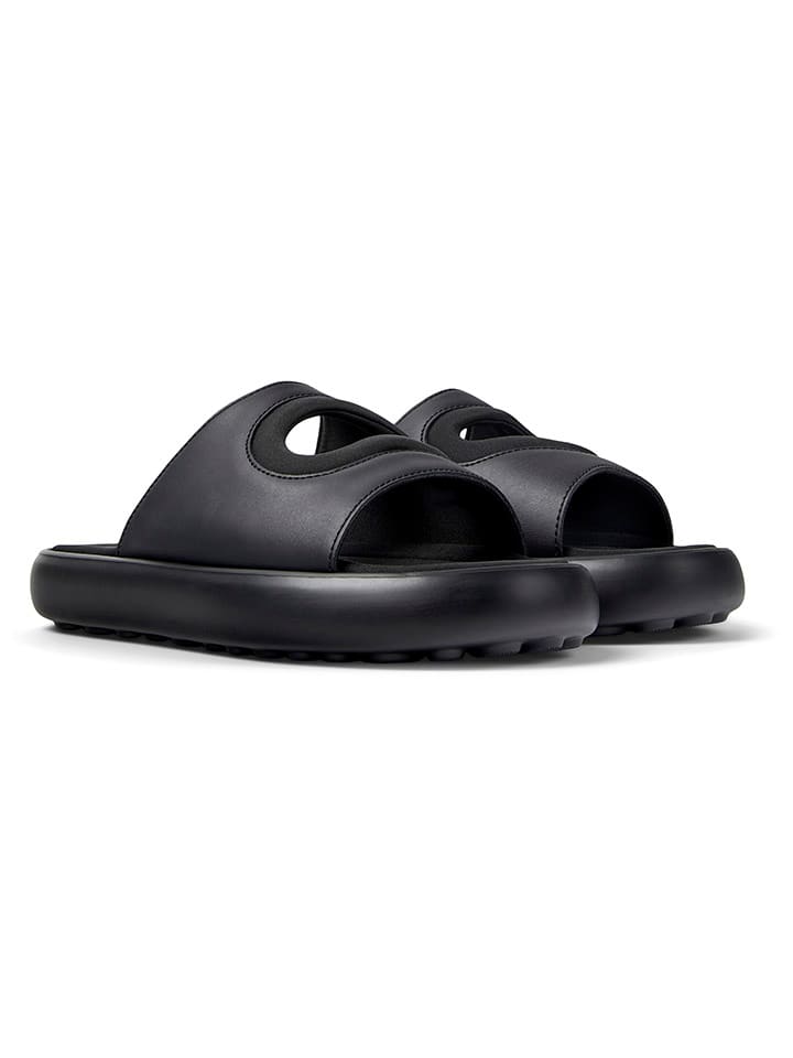 Camper Leder-Pantoletten in Schwarz günstig kaufen
