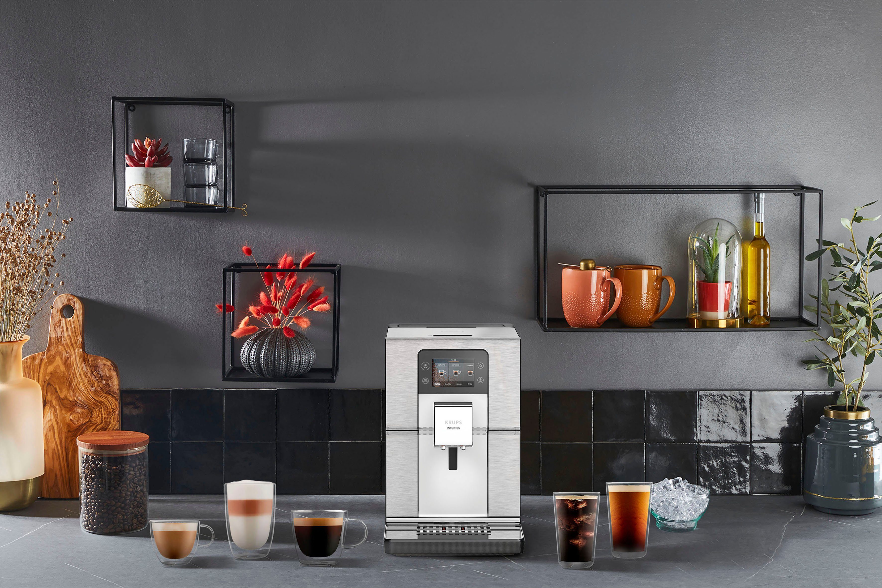 Krups Kaffeevollautomat EA877D Intuition Experience+, 21 Heiß- und Kaltgetränke-Spezialitäten, geräuscharm, Farb-Touchscreen