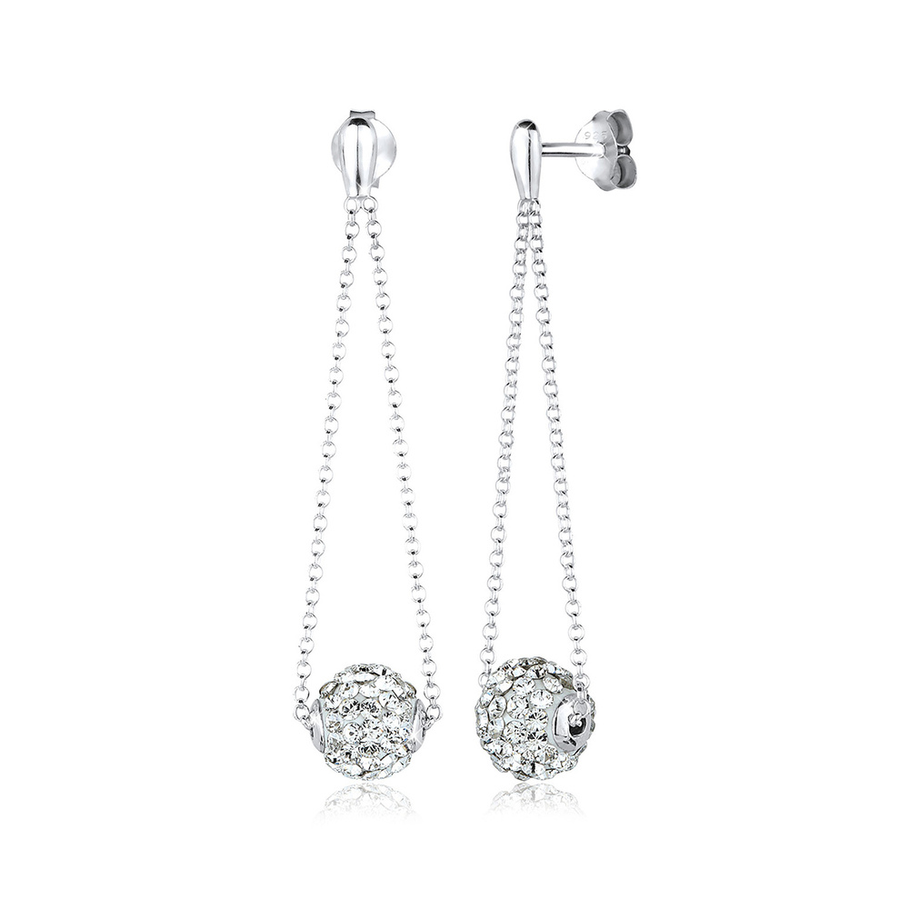 Elli Elli Boucles d'Oreilles Geo Kugel Festlich Kristalle Silber Boucles d'oreilles