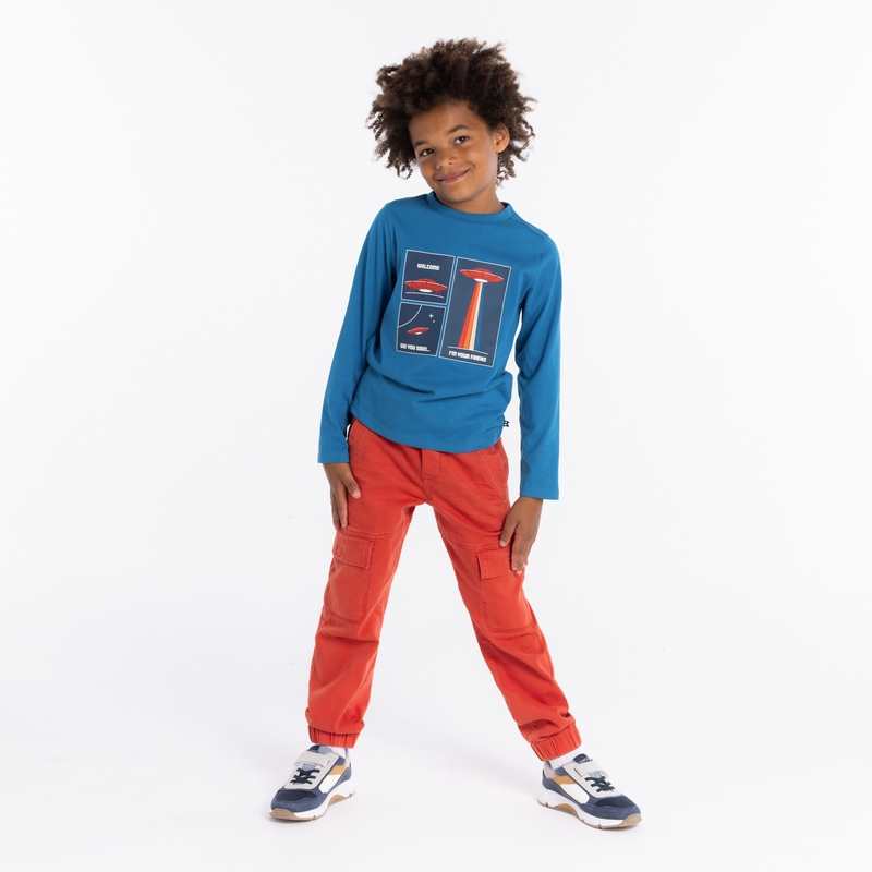 T-shirt manches longues thème espace bleu garçon
