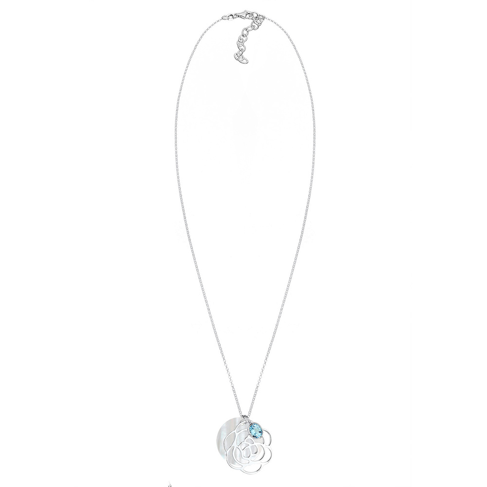 Elli Elli Collier Femme Pendentif Fleur Nacre avec Pierre Topaze en Argent Sterling 92 collier