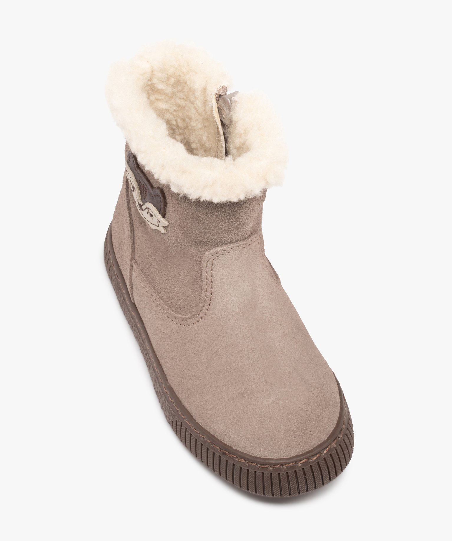 Boots fourrées fille dessus cuir retourné uni – NA! beige | GEMO
