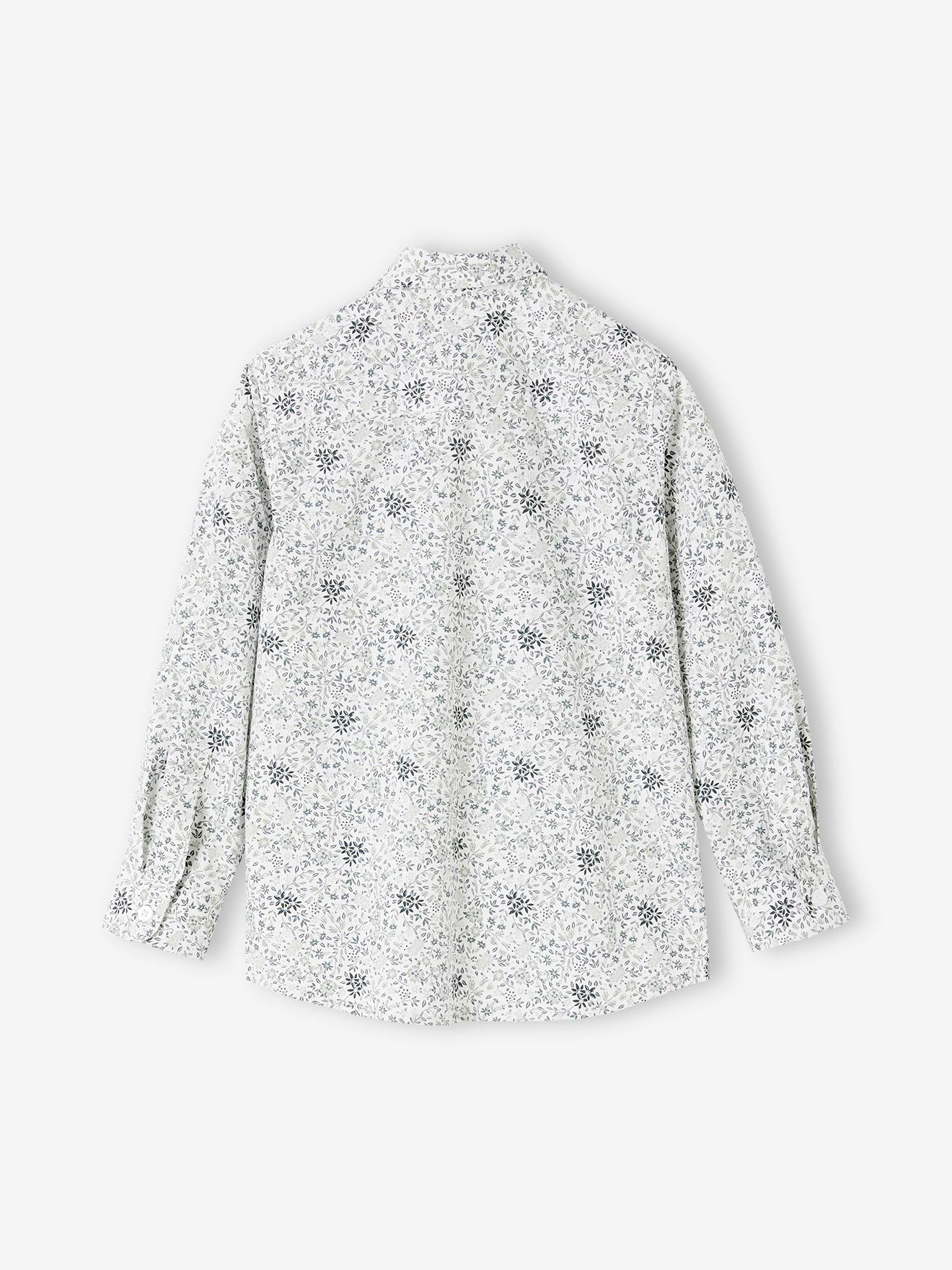 Vertbaudet Jungen Hemd mit Fliege, Blumenmuster Oeko-Tex - grün bedruckt