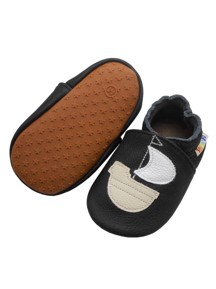 Yalion Leder-Krabbelschuhe Schiff Schwarz günstig kaufen