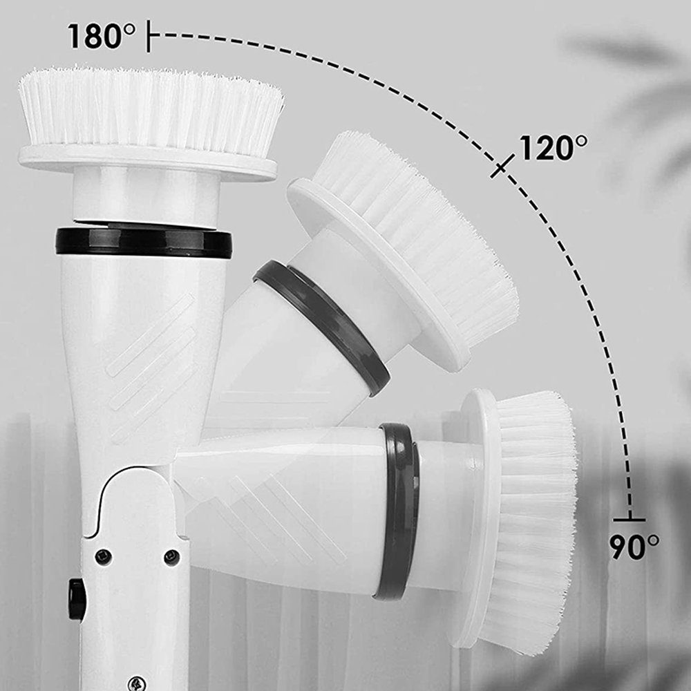AKKEE Reinigungsbürsten-Set Elektrische Reinigungsbürste mit 5 Bürstenköpfe, Bad / Badewannen / Fugen / Kanten / Fliesen / Boden / Waschbecken, (1-tlg., Mit 5Austauschbaren Bohrbürstenköpfen &Verstellbaren Teleskopstangen), Reinigungsbürste Elektrisc