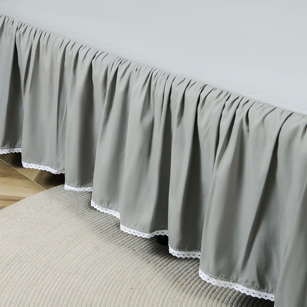 Matratzenschoner Bettrock mit gerüschtem plissiertem Spannbetttuch grau 60x80+14inch FELIXLEO