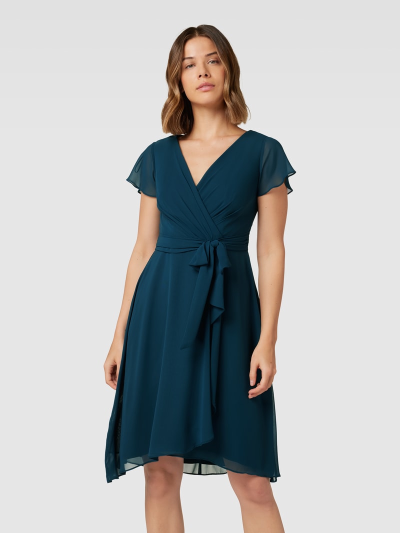 Cocktailkleid in Wickel-Optik in lagune meliert