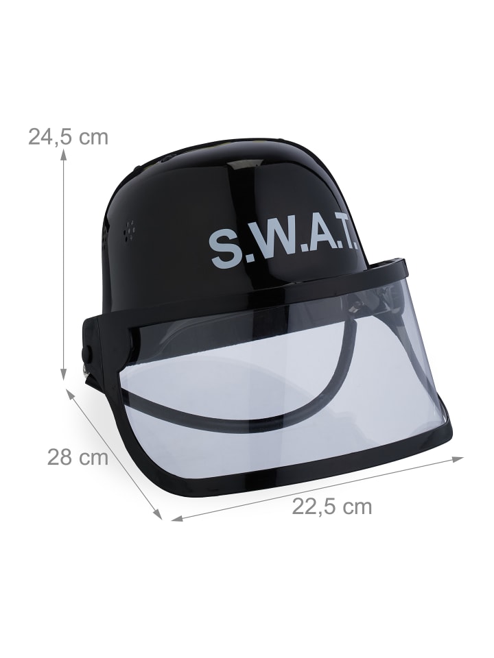 relaxdays SWAT Helm in Schwarz - (B)22,5x (H)24,5 x (T)28 cm günstig kaufen onesize