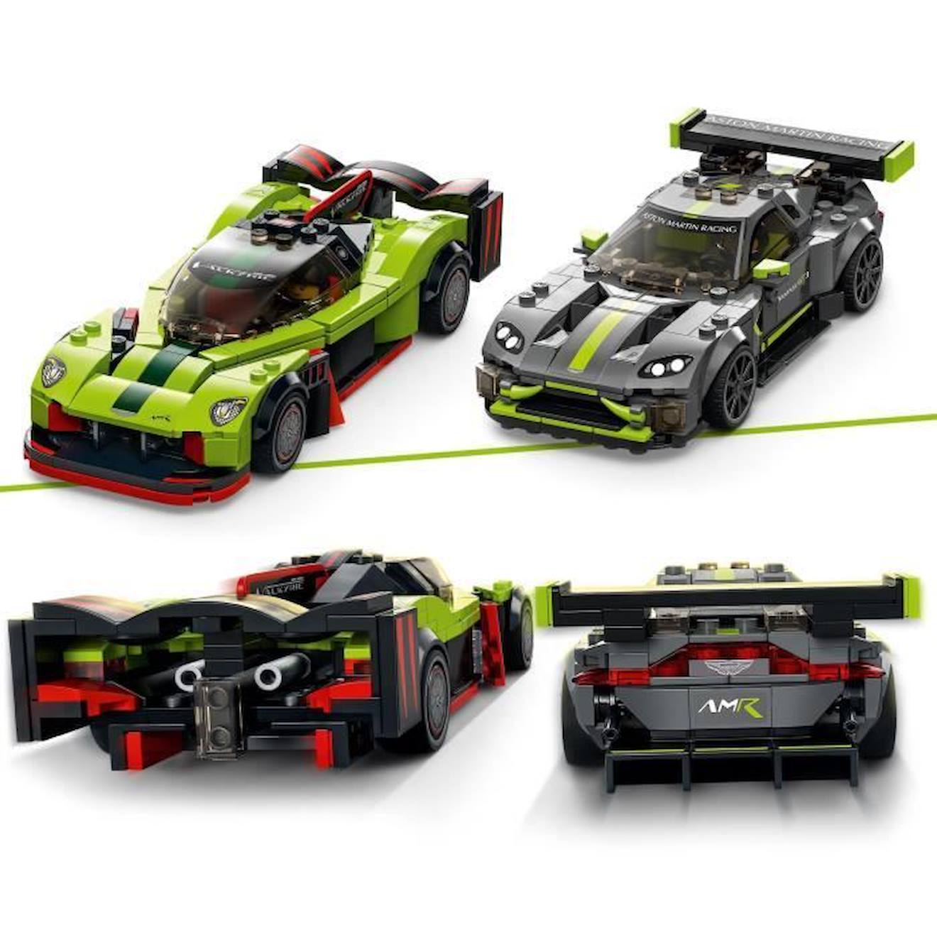 LEGO® 76910 Speed Champions Aston Martin Valkyrie AMR Pro & Vantage GT3, 2 Modèles de Voitures de Course, Jouet Pour Enfants vert