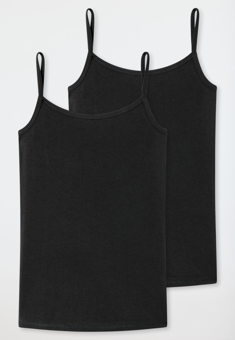 Spaghetti-Tops 2er-Pack Organic Cotton schwarz - 95/5