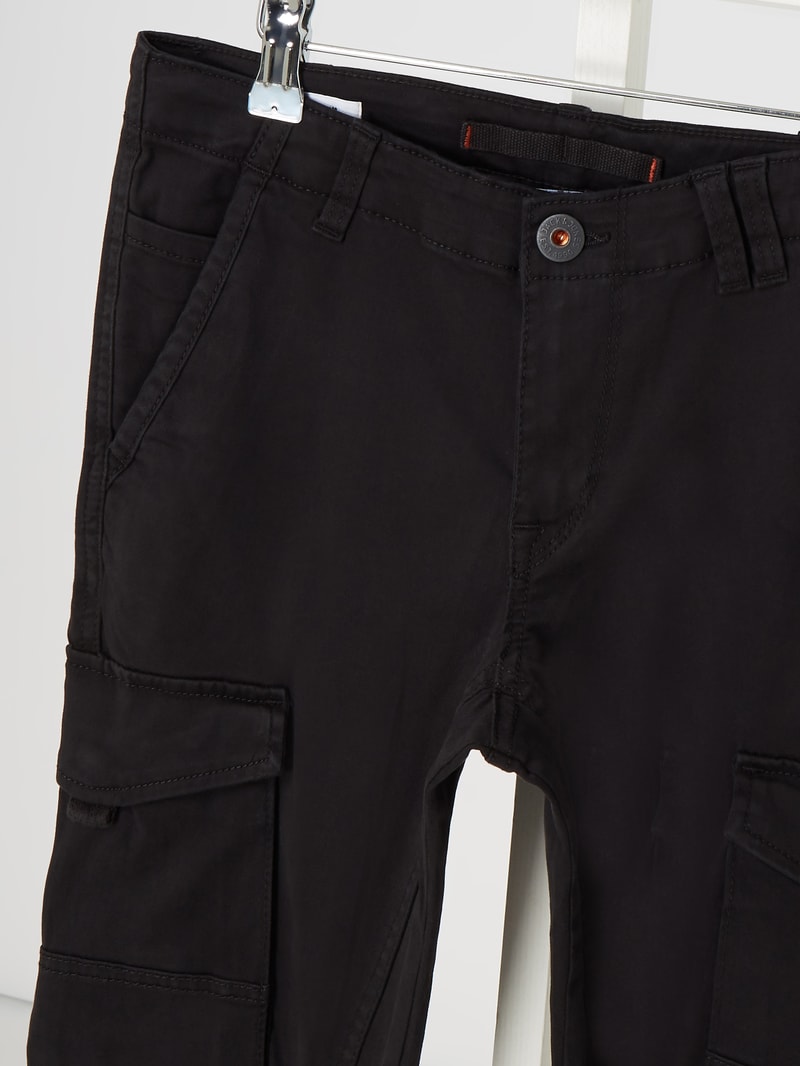 Slim Fit Cargohose mit Stretch-Anteil Modell 'Paul' in schwarz