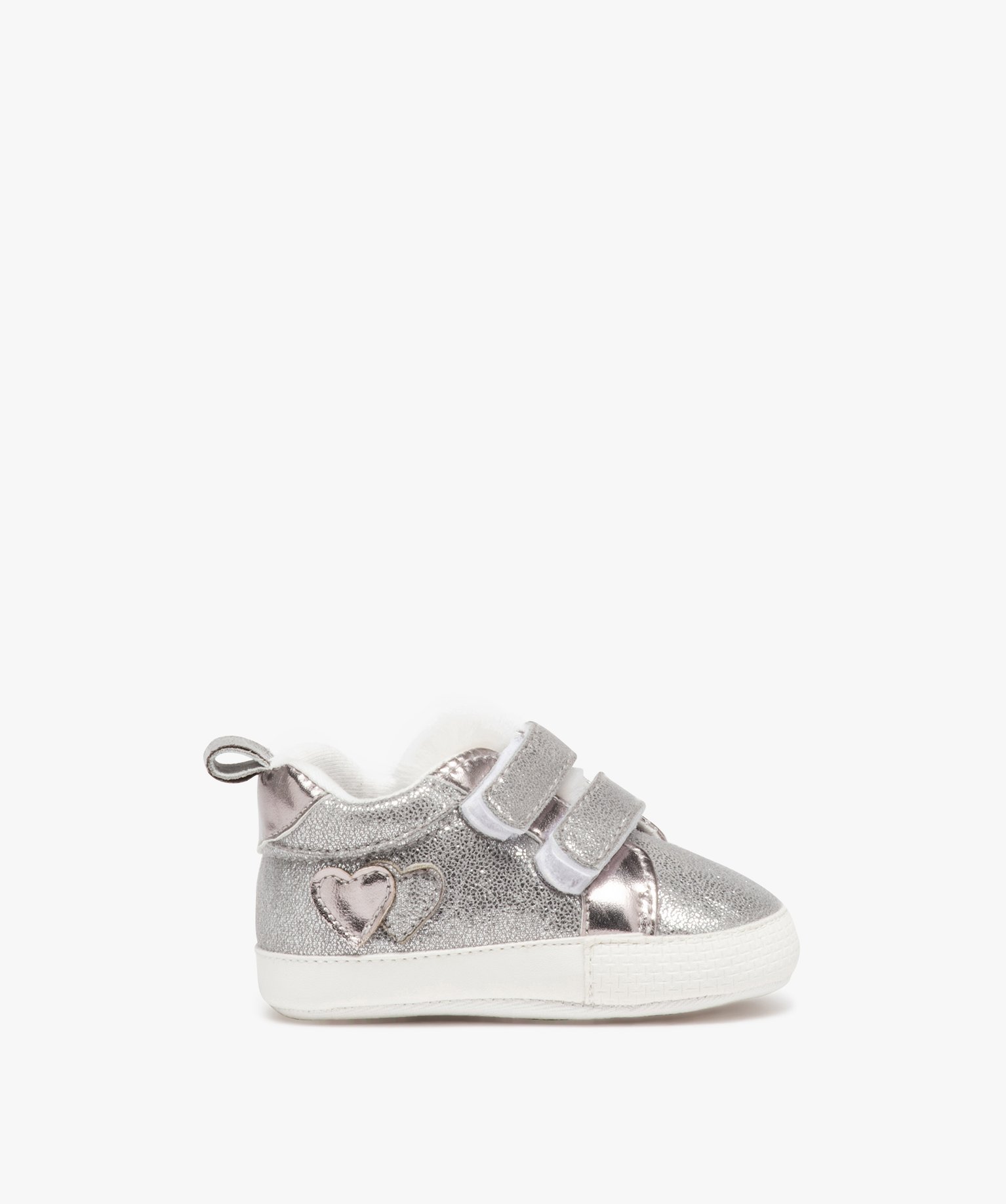Chaussons de naissance bébé fille pailletés avec languett... argent | GEMO
