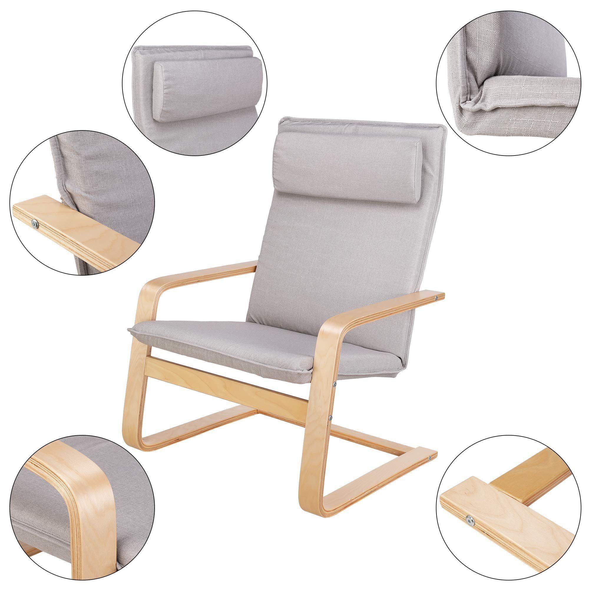 Daskoo Relaxsessel Relaxstuhl mit Fußhocker und Armlehne,66.5x69x96.5 cm (Relaxsessel mit hocker), Sessel Armlehnensessel aus Birkenholz