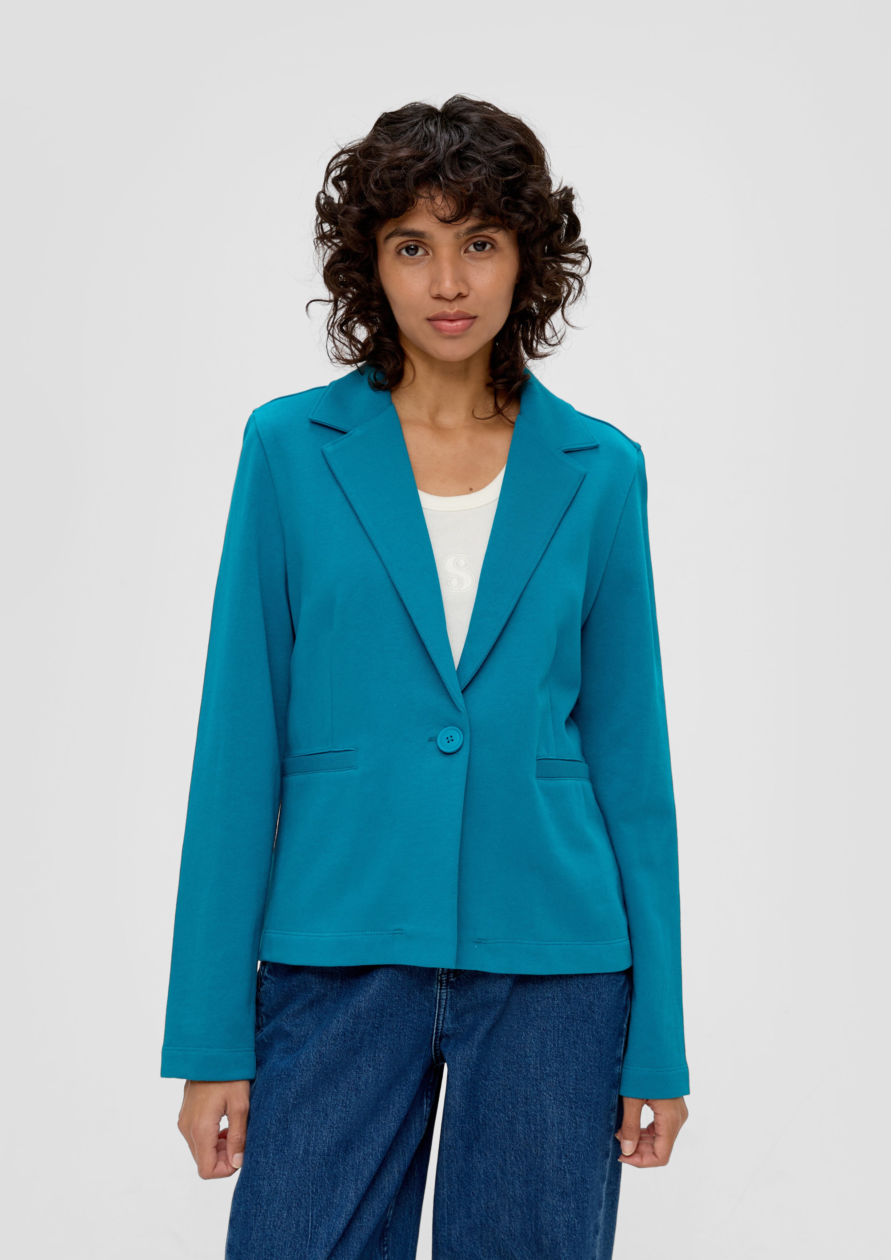 s.Oliver Jackenblazer Blazer aus Sweat Teilungsnähte