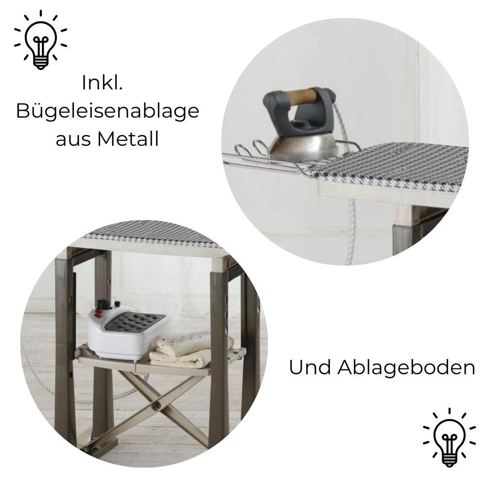 GarPet Bügelbrett XXL Bügelbrett mit Bügelablage 40 cm Breit Dampf Bügel verstellbar