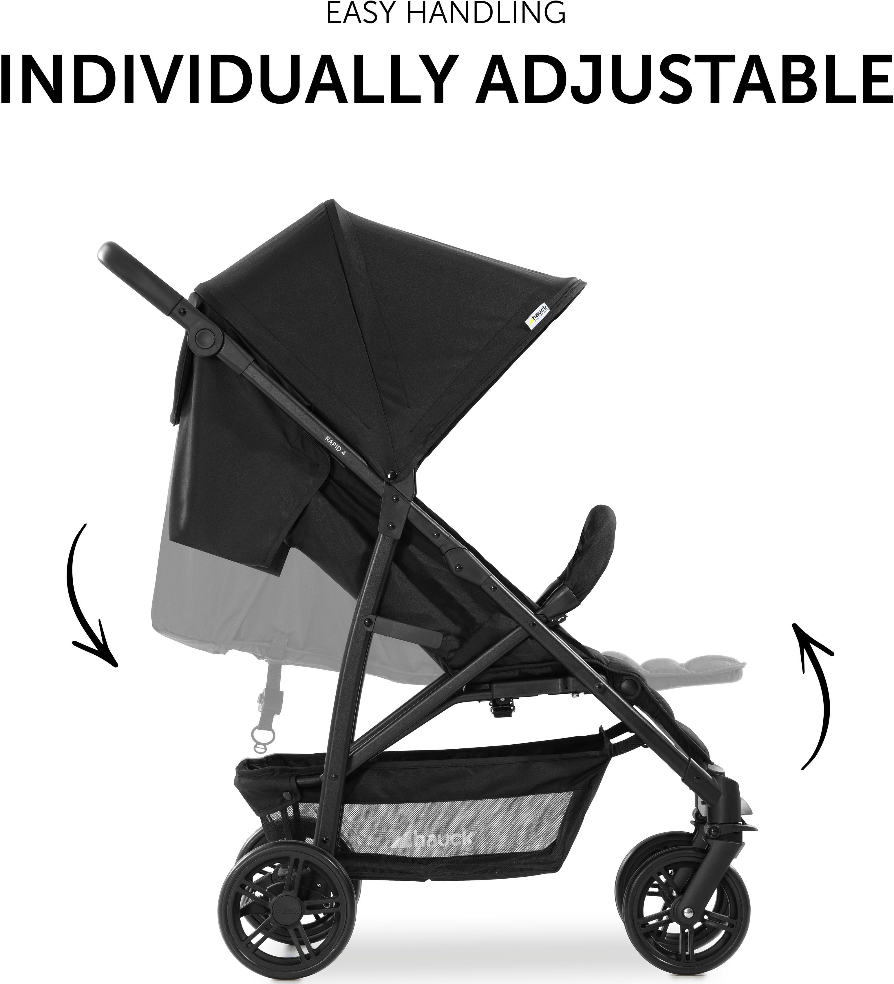 Hauck Kinder-Buggy Rapid 4, schwarz, mit schwenk- und feststellbaren Vorderrädern