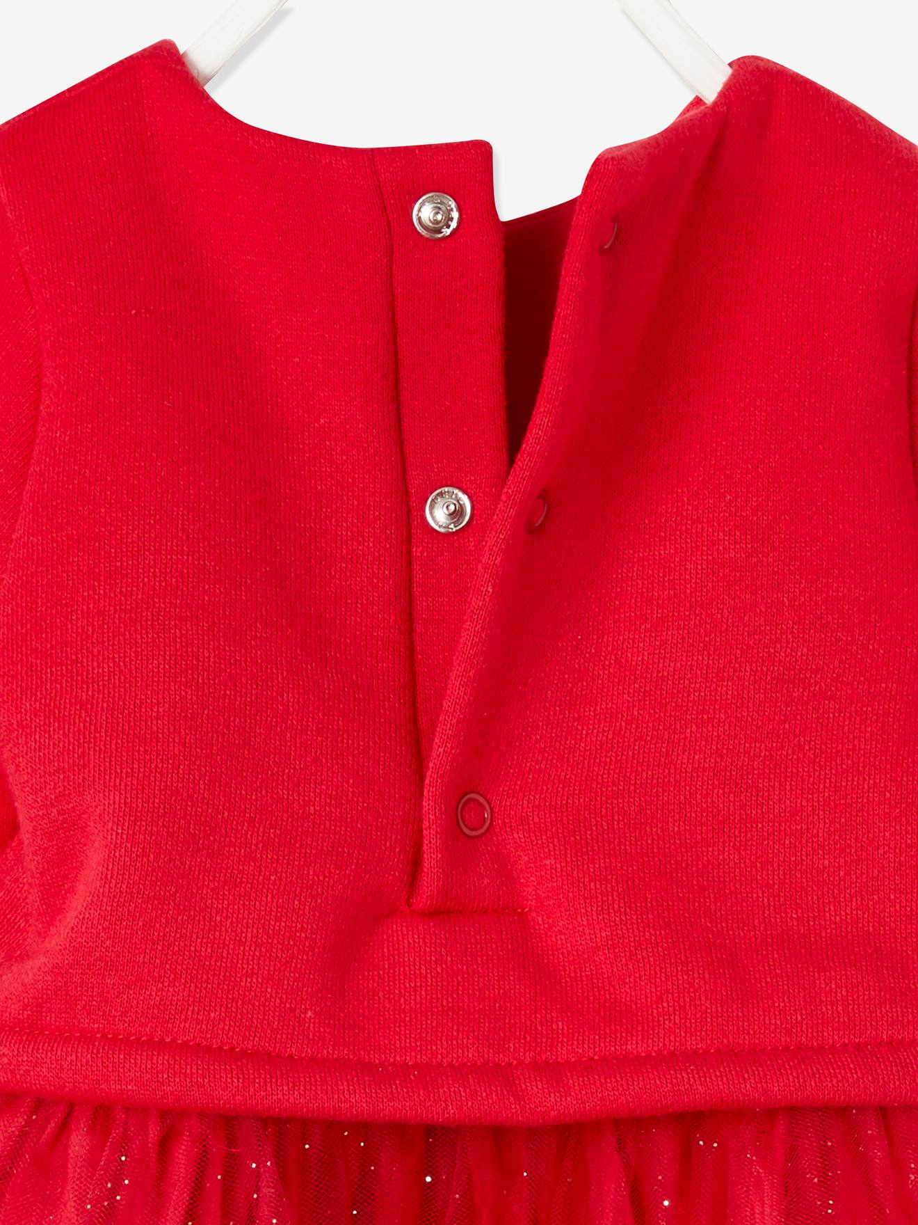 Robe de fêtes effet 2 en 1 et son bandeau bébé rouge brique