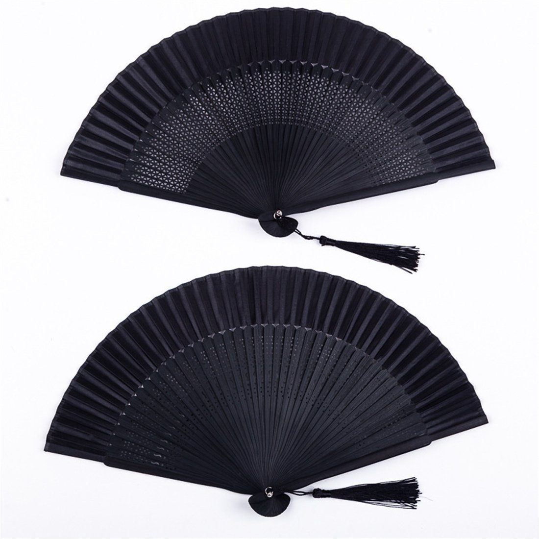 DÖRÖY Handfächer Schwarzer Faltfächer, klassischer Tanzfächer, Faltfächer, Handfächer