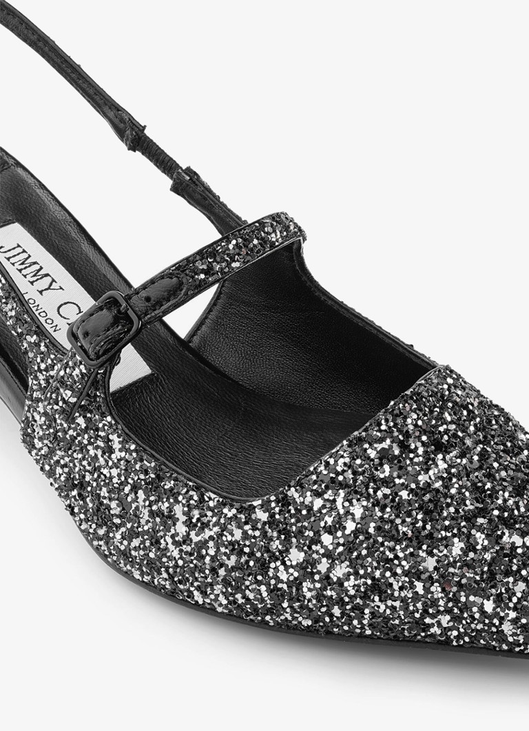 Slingback Jimmy Choo Didi 45 con glitter e dettagli in pelle di agnello
