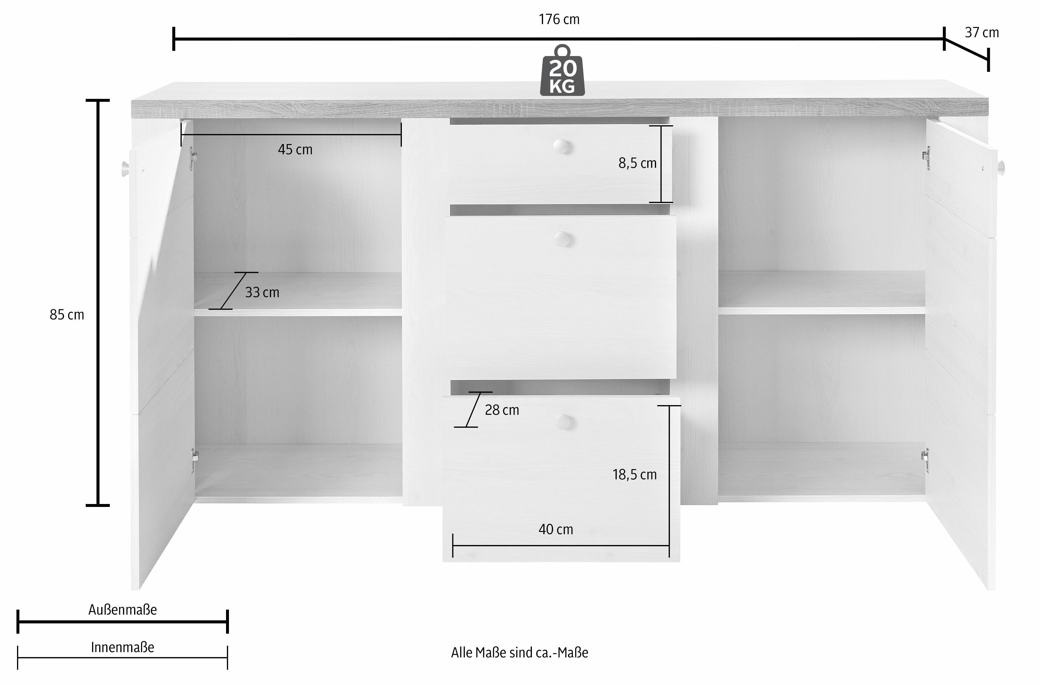 Helvetia Sideboard Larona, Breite 176 cm