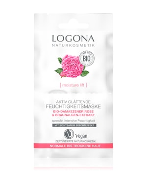 Logona Moisture Aktiv Glättende Feuchtigkeitsmaske Bio-Damaszener Rose Gesichtsmaske-15 ml