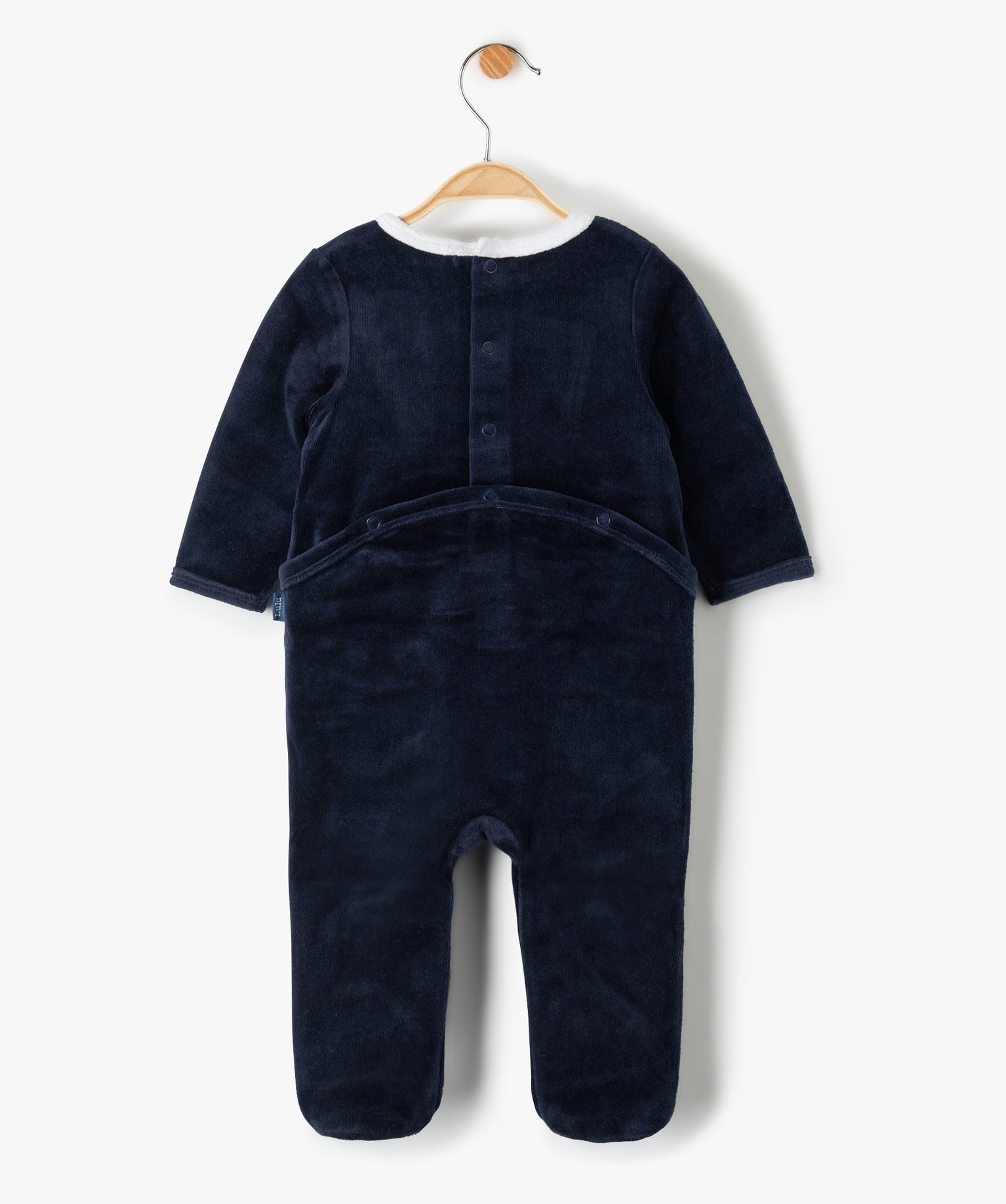Pyjama bébé en velours avec inscription - LuluCastagnette marine | GEMO