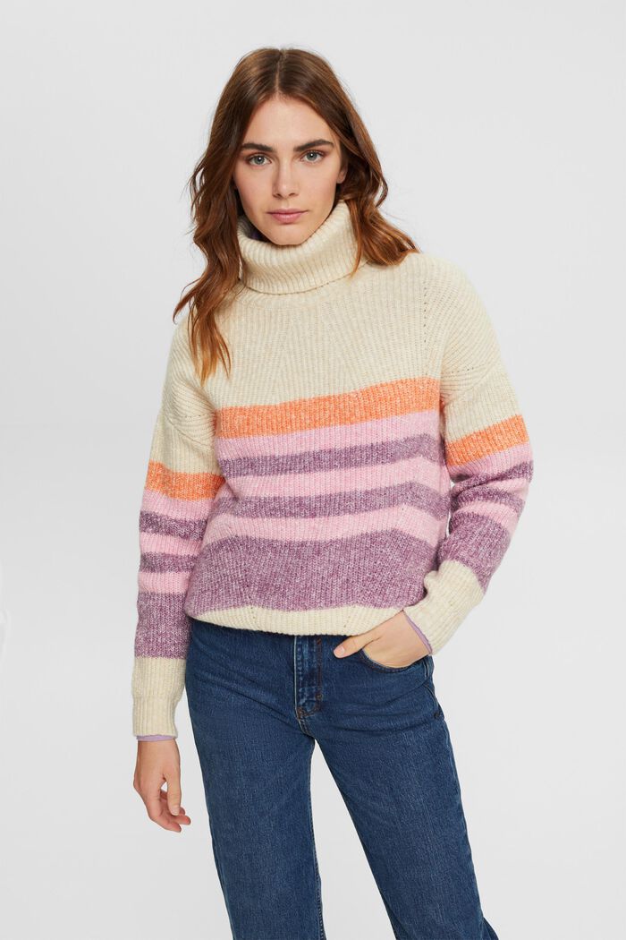 Rollkragenpullover mit Streifen