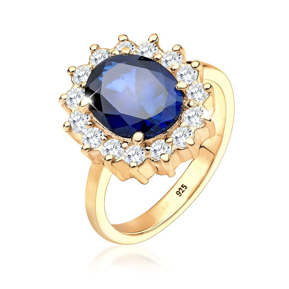 Elli Elli Bague Femmes Cocktail Royal avec Saphir Synthétique et Zirconium en Argent S Bague