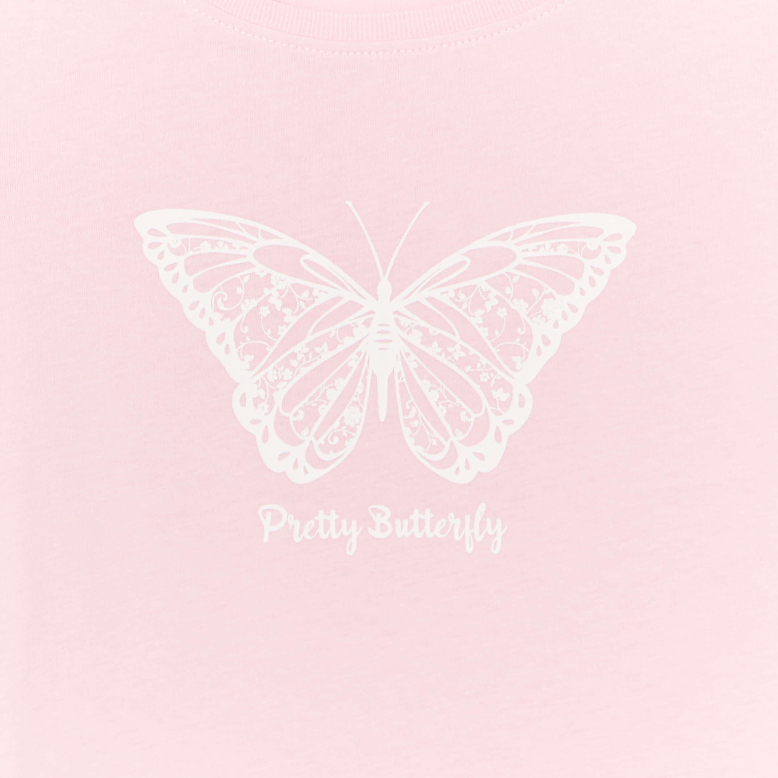 T-shirt col rond manches longues coton rose clair fille | La Halle