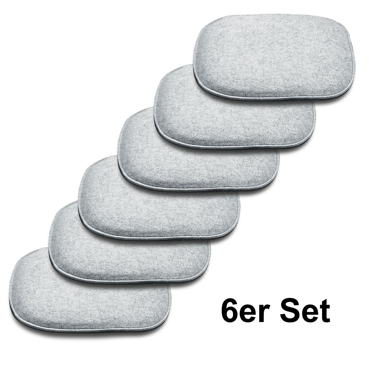 Weles AMARE Home&Living 6er Set Sitzkissen Filz zum Wenden, 40 x 39 cm, dunkelgrau / hellgrau. Achtung: Verbessertes Sitzpolster!!!!