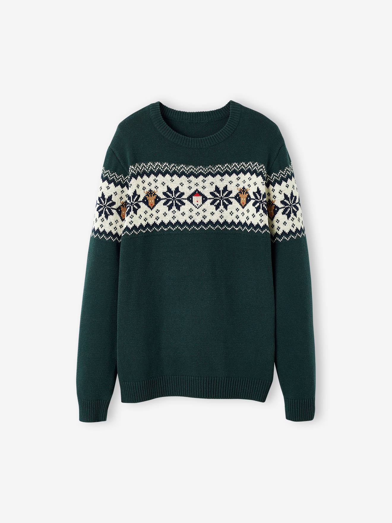 Vertbaudet Eltern Weihnachts-Pullover Capsule Collection FAMILIE Oeko-Tex - tannengrün